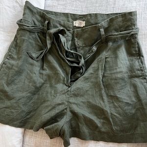 High waist linen shorts